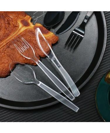 Clear Heavyweight Plastic Silverware for Birthday Party Barbecue Party Wedding ect (Transparent Including 100 Forks 100 Spoons 100 Knives) - Buy Online on GoSupps.com