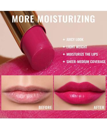 Oulac 2-in-1 Lipstick & Lip Balm - Juicy Shiny Lip Care for Smooth Hydrated Lips - Vegan Cool Toned Raspberry (09) - Perfect for Dry Cracked Lips - Buy Online on GoSupps.com