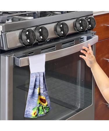 Stove Knob Covers for Child Safety (5+1 Pack) Large Universal Size and Double-Key Design Oven Knob Covers for Child Safety with Double-Sided Tape Gas Stove Knob Covers for Babies and Pets Black View