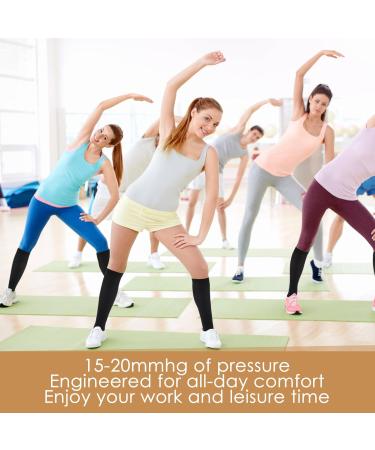 2 Pairs Plus Size Compression Socks for Women - Open Toe Knee High 15-25mmHg | Supportive Flight Stockings (XXL Black/Beige - Buy Online on GoSupps.com