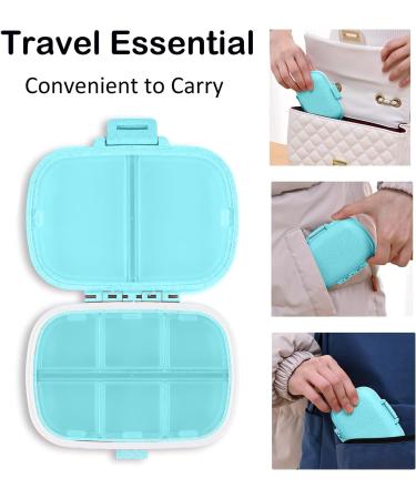Daily Pill Organizer - 8 Compartment Portable Pill Box for Vitamins & Cod Liver Oil - Travel-Friendly Blue Design - Buy Online on GoSupps.com