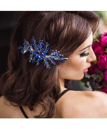 Aimimier Bridal Royal Blue Crystal Hair Comb - Sapphire Hair Piece for Wedding & Events - Buy Online on GoSupps.com