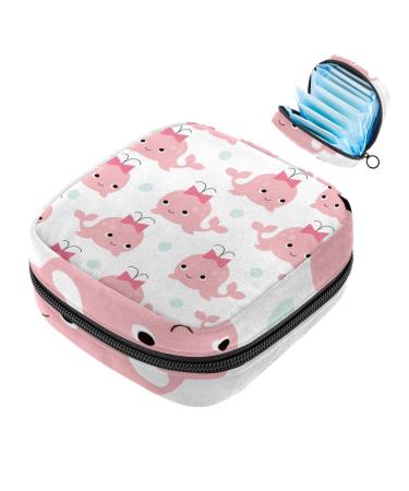 Javenproeqt portable women's binding bags menstrual cup pocket female menstrual pads bags for teenage girls tampons for the first period pink whale white pattern multicolored 10