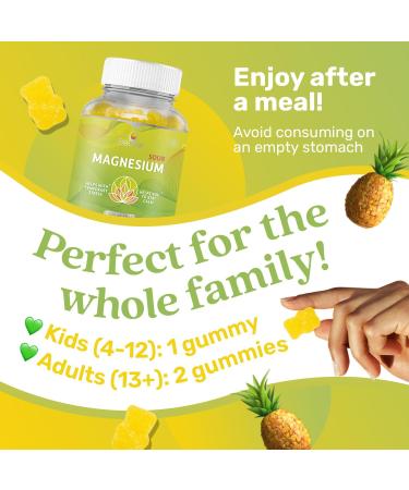 BeLive Magnesium Gummies 200mg - 60 Ct | Magnesium Glycinate Supplements for Relaxation Stress Relief and Sleep for Adults & Kids - Tasty and Tangy Pineapple Flavor (2) Pineapple 2 Pack - Buy Online on GoSupps.com