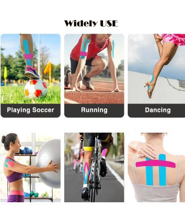 Kinesiology Tape Pro - Breathable Latex-Free Athletic Tape for Ankle & Knee Support | 3 Rolls & 60 Precut Strips - Ideal for Running Tennis & Sports Activities - Buy Online on GoSupps.com