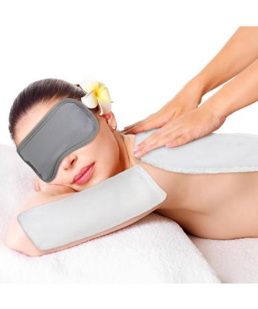 Organic Castor Oil Pack Set - 4 Pcs Reusable Wraps & Sleep Mask for Eyelashes Eyebrows Wrinkles & Dark Circles - Khaki Black Gray & Pink - Buy Online on GoSupps.com