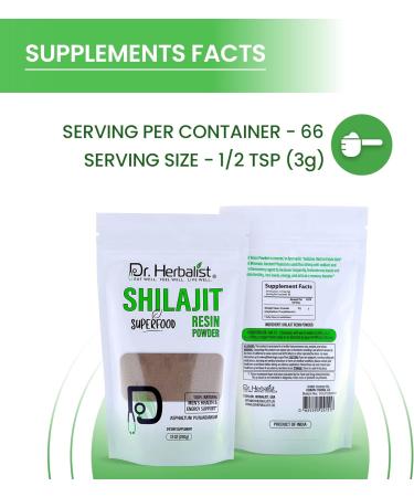 Dr. Herbalist Shilajit Powder 200g - Pure Himalayan Organic Fulvic Acid - 100% Natural Healing Supplement - Buy Online on GoSupps.com