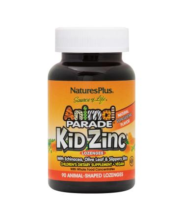 NaturesPlus Animal Parade Source of Life KidZinc Lozenges - Tangerine Flavor - 90 Animal Shaped Tablets - Chelated Zinc Immune Support Supplement - Vegetarian, Gluten-Free - 90 Servings 90 Count (Pack of 1)