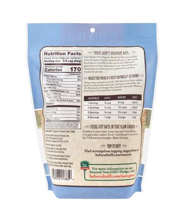 Bob's Red Mill Gluten Free Organic Steel Cut Oats - 24 oz, Pack of 2 | 1.5 lb Resealable Bags - Buy Online on GoSupps.com