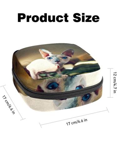 Buy Cute Hairless Cat Menstruation Pad Bag with Zipper - Women's Napkin & Tampon Organizer | Stylish Collectible Bag for Girls - Buy Online on GoSupps.com