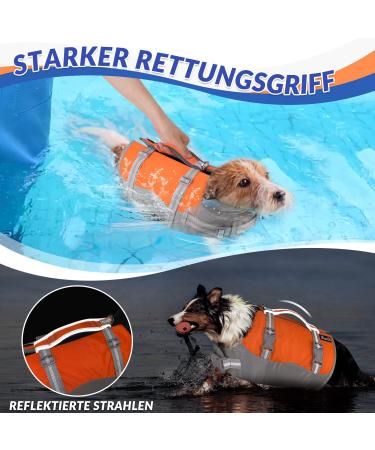 Eyin Life Jackets for Small Dogs | Adjustable Dog Vest with Strong Buoyancy & Reflective Handle | Tear-Resistant Swimming Aid (XS Orange & Gray) - Buy Online on GoSupps.com