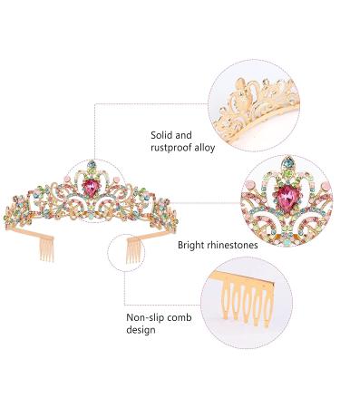 Araluky Gold Tiara & Crown for Women | Elegant Birthday & Wedding Decorations with Multicolor Crystals - Buy Online on GoSupps.com