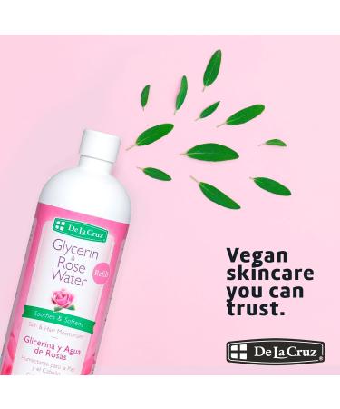 De La Cruz Rose Water and Glycerin for Face - Rosewater Facial Toner and Moisturizer for Skin and Hair Refill Bottle 16 fl oz. (473 mL) - 1 Bottle Bottle 16 Fl Oz (Pack of 1) - Buy Online on GoSupps.com