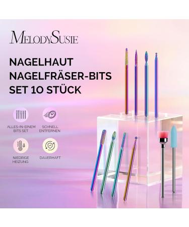 Melodysusia 10PC Diamond Bits Set | Professional Nail Miller Attachments for Manicure & Pedicure | Colorful Grinding Heads for Nail Care - Buy Online on GoSupps.com