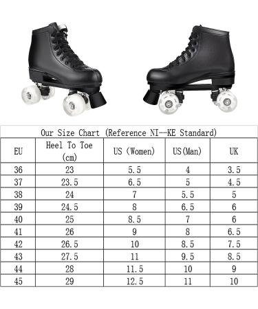 PERZCARE Double Row Shiny Quad Roller Skates | PU Leather High-top Skates for Women/Men/Unisex | Indoor/Outdoor | US 8/6.5 - EU 39 - UK 6 | Black - Buy Online on GoSupps.com