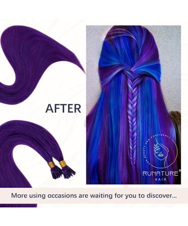 Runature Purple I-Tip Hair Extensions - 25 Strands 45cm Real Hair Hot Pink Keratin Bonding - 18 Inch 25g - Buy Online on GoSupps.com