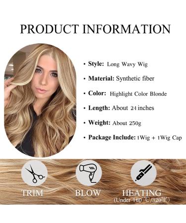 Esmee 24 Long Brown Ash Blonde Wigs for Women | Natural Wavy Synthetic Hair Wig - Middle Part - Buy Online on GoSupps.com