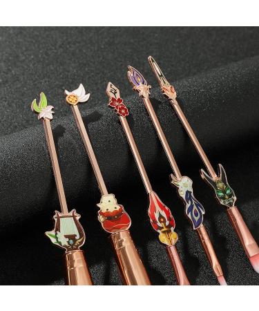 Genshin Impact Makeup Brush Set - 5-Piece High-Quality Synthetic Cosmetics Brushes for Foundation & Eyeshadow - Perfect Gift for Fans - Buy Online on GoSupps.com