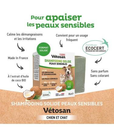 CL MENT TH KAN Cl ment Th kan - V tosan Solid Shampoo for Sensitive Skin for Dogs and Cats - Made with Organic Coconut Oil - 100g - Buy Online on GoSupps.com