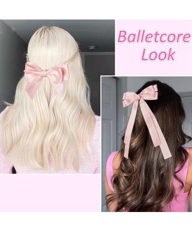 Bolonar Pink Hair Bows 3Pcs - Cute Satin Bowknot Clips for Women & Girls | Alligator Hair Accessories for Toddlers - Pink Ribbon Barrettes - Buy Online on GoSupps.com