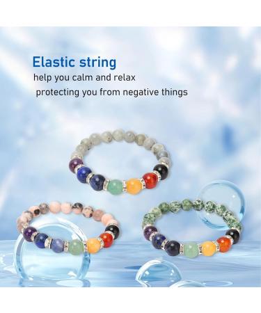 Relaxing Chakra Bracelet - Elastic Pearl Bracelet for Stress Relief & Healing | Versatile Meditation Party & Well-being Accessory (Gray) - Buy Online on GoSupps.com