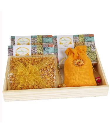 Ghasitaram Gifts Lohri Gifts Lohri Sweets Gachak Hampers Lohri Light Wooden Tray