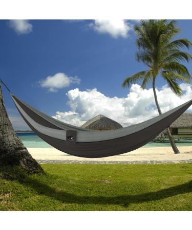 MalloMe Camping Hammock with Straps - Portable Double Hammock for 2 People - Outdoor Tree Hammock in Black/Grey - Ideal for Travel and Camping - Buy Online on GoSupps.com