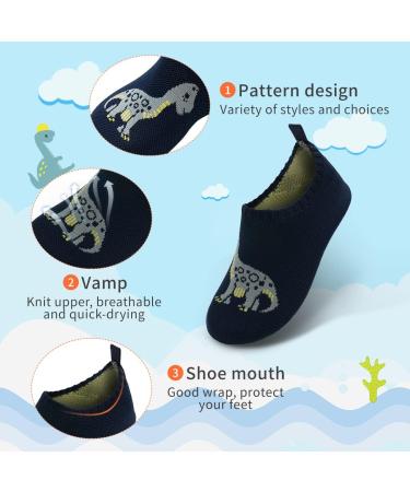 Kids Barefoot Aqua Socks for Water Sports, Non-Slip Quick Dry Shoes - Navy Blue, Size UK 8.5/9 - Buy Online on GoSupps.com