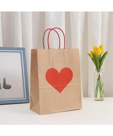 Qtynudy E 24 Pcs Valentines Day Candy Bags Goodie Bags with Handles Heart Love Paper Bags for Wedding and Valentine - Buy Online on GoSupps.com