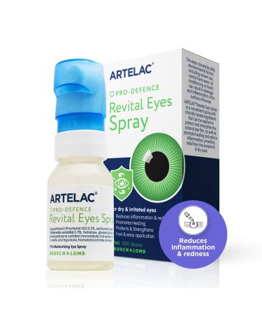 Artelac Revital Eyes Spray Pro Defence Dry Eye Spray Irritation Inflammation and Redness Preservative Free Eye Mist - Long Lasting Relief Contact Lens Friendly 17ml