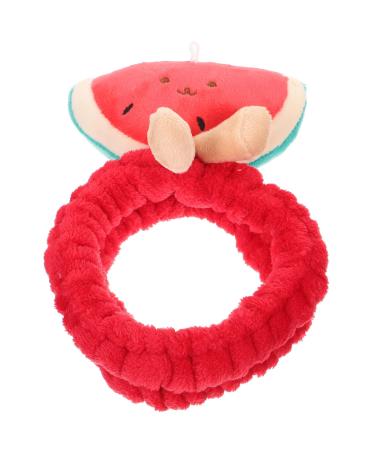 FRCOLOR Watermelon Headband Cute Make Up Plush Soft Stretch Fuzzy 7.47X5.50in Red Coral Fleece Plush Makeup Spa Hairband for Women Girls