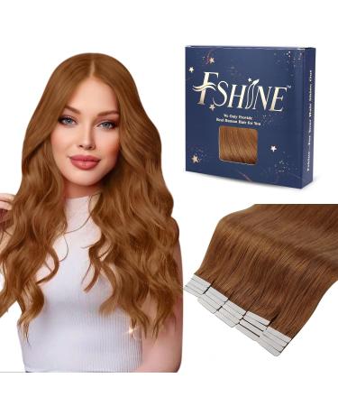 FSHINE hair extensions tape in the 50cm copper red remy real hair skin cutting seamless PU Real hair extensions 20 pieces 50 gram thick end smooth hair band in hair extensions #330 1st tape #330 50cm