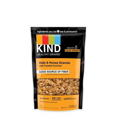 KIND Healthy Grains Clusters Oats & Honey Clusters With Toasted Coconut Gluten Free Low Sugar 17 Oz 6 Count
