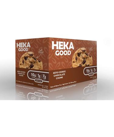 Heka Good Foods Low Carb Keto Chocolate Chunk Cookie - 3g Net Carb, 10g Protein, No Sugar, Grain & Gluten Free - 12 Count - Buy Online on GoSupps.com