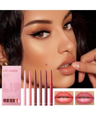 Vriusi Lip Liner Waterproof Lip Liner Pen Set of 6 | Matte Lipstick Smudge-Proof Lip Liner Long-Lasting Lip Gloss for Women Lip Defining Pencils for Precise Lip Contouring - Buy Online on GoSupps.com