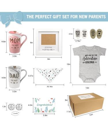 Pregnancy Gift Est 2022-New Parents Gifts Set Pregnancy Announcement-New Mom Gifts Basket for Baby Shower Gender Reveal-Mom & Dad Mugs  Decision Coin  Baby Ultrasound Frame  Onesie  Bib  Socks - Buy Online on GoSupps.com