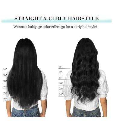 Doores Clip-In Extensions Real Hair - Low Black 60cm (24 inch) 120g - 7 Pieces Natural Straight Hair Extensions - Buy Online on GoSupps.com