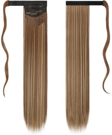 FESHFEN Long Wrap Around Ponytail Extension 28 Inch | Synthetic Hair Clip in Hairpiece for Women Girls | 12H24 Brown & Blonde - Buy Online on GoSupps.com