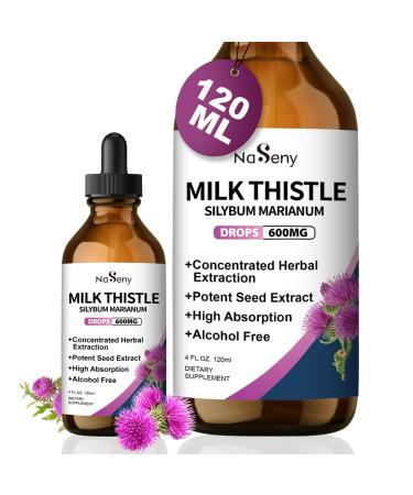 NaSeny Milk Thistle Supplement Silymarin Milk Thistle Extract for Liver Support Cleanse Detox Antioxidant Support Daily Liver Supplement Vegan & Non-GMO 4 FL OZ