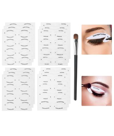 96 Pairs Eyeliner Stencil Eyeliner Tool Makeup Tools for Beginners for Smokey Eyes or Winged Eyeliner Comes with an Eyeshadow Brush