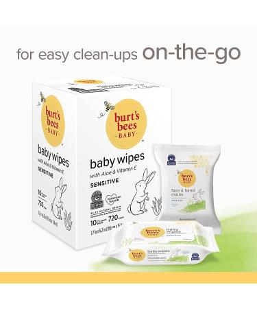 Burt's Bees Unscented Baby Wipes - 720 Count Pack, Hypoallergenic & All Natural with Aloe & Vitamin E - Fragrance Free Towelettes for Sensitive Skin - Buy Online on GoSupps.com