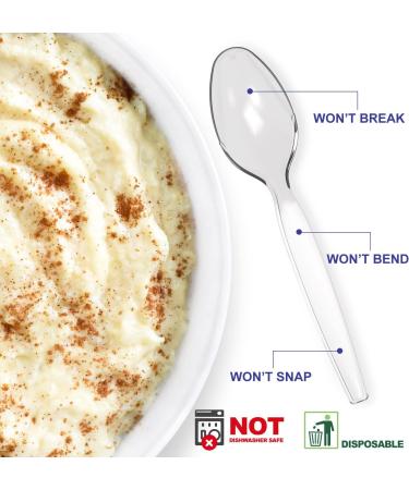 Clear Plastic Spoons Heavy Duty Disposable Cutlery for Party Supply Pack of 80 - Buy Online on GoSupps.com