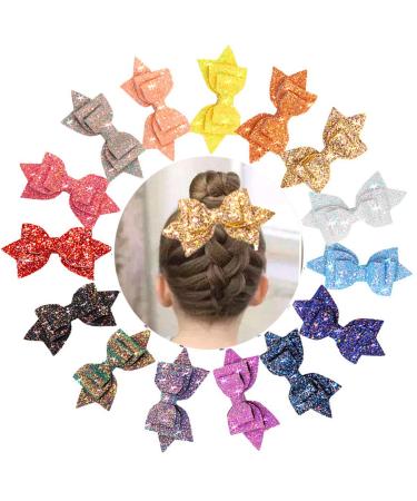 15 Colors Big Bow Clips for Girls Glitter Hair Bows 5 Inch Sparkle Sequins Bows Alligator Hair Clips For Baby Girls Teens Toddlers