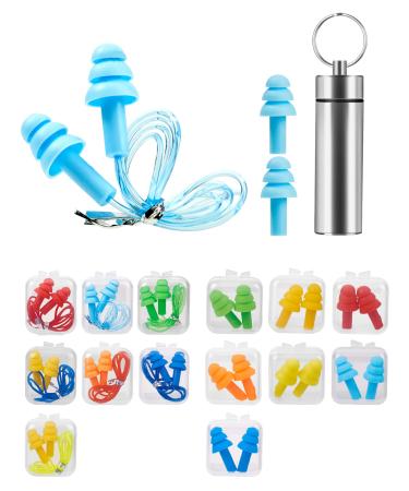 Earrings for hearing protection 14 pairs of hearing protection plugs SNR 31dB made of reusable silicone waterproof soft hearing protection for sleeping & for airplanes hearing protection earplugs with portable box - colorful