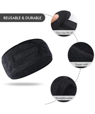KinHwa 3 Pack Spa Facial Headband Makeup Hair Band Women Skincare Adjustable Microfibre Headband for Washing Face Sports Yoga Black Black 3 Count (Pack of 1) - Buy Online on GoSupps.com