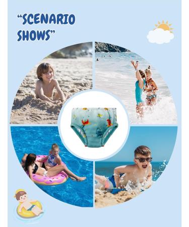Reusable Baby Swimming Diaper - Washable UV Protection Adjustable Snap Green Dinosaurs | 12-18 Months - Buy Online on GoSupps.com