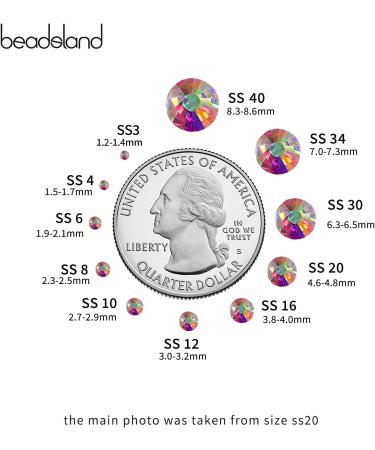 Beadsland 288 Pieces Flat Back Rhinestones | Crystal White Nail Crystals SS34 (7.0-7.3mm) for Stunning Nail Art - Buy Online on GoSupps.com