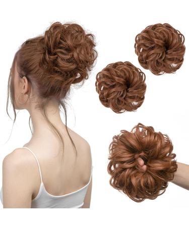 SARLA 2PCS Messy Hair Bun Hair Piece Small Scrunchies Synthetic Bun Hairpieces for Women Girls Updo Hair Extensions (Light Auburn) Light Auburn-2PCS