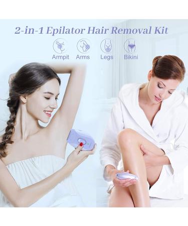 VINSENA 2 in 1 Cordless Epilator for Women - Hair Removal & Shaver Head, LED Light - Ideal for Underarms, Legs, Arms, Bikini - Buy Online on GoSupps.com