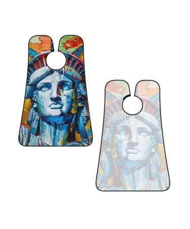Statue of Liberty Oil Painting Print Beard Bib Apron - Non-Stick Men's Hair Catcher for Easy Shaving Gifts - One Size Black - Buy Online on GoSupps.com